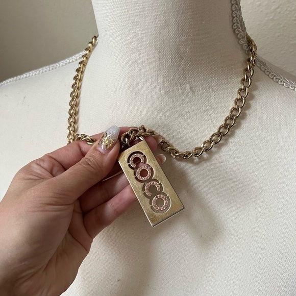CHANEL Vintage Pink Crystal COCO Dog Tag Necklace - Picture 6 of 7